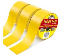 TAPEBEAR Ruban de Sol Jaune Vinyle 50mm x 33m, Ruban de Signalisation Sécurité Antidérapant Imperméable, pour Marquage Avertissement Gymnase Entrepôt Signalétique Routière Codage Couleur, 3 Rouleaux