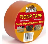 TAPEBEAR Ruban de Sol Orange - 50mm x 33m, Ruban Vinyle Anti-Dérapant pour Marquage au Sol, Avertissement, Sécurité (Entrepôt, Gym, Signalisation)