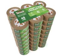 TAPEBEAR Ruban D'emballage en Papier Écologique 50mm x 50m, Recyclable Marron Ruban Adhésif D'emballage, Biodégradable Kraft Ruban Adhésif, Sans Plastique, Lot de 48
