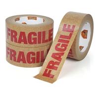 TAPEBEAR Ruban d'Emballage Fragile - Ruban Kraft Adhésif 50 mm x 50 m, Papier autocollant pour petites entreprises, expédition, scellement, déplacement, 3Rolls