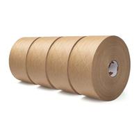 TAPEBEAR Ruban Gommé Activé à l'Eau 70mm x 116m, Ruban Renforcé Fibres en Papier Kraft Écologique et Biodégradable, pour Scellement Sécurisé Emballage et Expédition, 4 Rouleaux