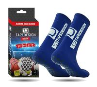 Tapedesign - “Classic” 1 Paire Chaussette antidérapante foot Homme Femme Enfant Bleu (37-48), idéales pour le Football, Rugby, Tennis et Basketball, Chaussettes anti ampoule