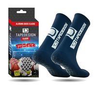 Tapedesign - “Classic” 1 Paire Chaussette antidérapante foot Homme Femme Enfant Bleu Marine (37-48), idéales pour le Football, Rugby, Tennis et Basketball, Chaussettes anti ampoule