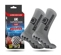 Tapedesign - “Classic” 1 Paire Chaussette antidérapante foot Homme Femme Enfant Gris Clair (37-48), idéales pour le Football, Rugby, Tennis et Basketball, Chaussettes anti ampoule