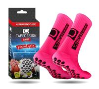 Tapedesign - “Classic” 1 Paire Chaussette antidérapante foot Homme Femme Enfant Rose Fluo (37-48), idéales pour le Football, Rugby, Tennis et Basketball, Chaussettes anti ampoule