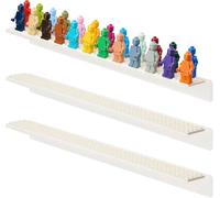 Tapeera 3 Étagères Murales Acryliques pour Figurines - Compatible avec Minifigurines Lego - Présentoir Flottant 72 Figurines - Montage Mural sans Perçage - Base Blanche