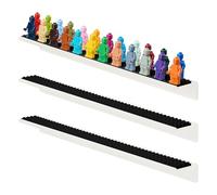 Tapeera 3 Étagères Murales Acryliques pour Figurines - Compatible avec Minifigurines Lego - Présentoir Flottant 72 Figurines - Montage Mural sans Perçage - Base Noire