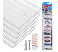 Tapeera Présentoir mural en acrylique pour voiture - Peut contenir jusqu'à 50 voitures - Compatible avec Hot Wheels Matchbox - Emballage sous blister - Organiseur de voiture - Étagère murale (lot de 5