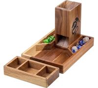 Tapeera Tour de dés magnétique en bois avec plateau - Accessoire Donjons et Dragons - Rouleau de dés portable pour RPG de table - Cadeaux DND