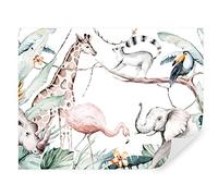 TAPEKO Papier Peint Chambre Enfant 260x180 cm 3D Effet Animaux dans la Jungle Comme Dessinés au Crayon pour Garçon Fille Papier Peint intissé plus u53071