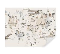 TAPEKO Papier Peint Chambre Enfant 260x180 cm 3D Effet Carte du Monde Animaux dans Différents Pays Voyages pour Garçon Fille Papier Peint intissé plus u73882