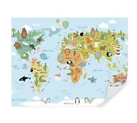 Tapeko Papier Peint Chambre Enfant 260x180 cm 3D Effet Géographie Cartes Carte du Monde Carte de la Terre Planète pour Garçon Fille Papier Peint intissé plus u62047