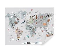 Tapeko Papier Peint Chambre Enfant 260x180 cm Carte du Monde Carte de la Terre Géographie Cartes Planète pour Garçon Fille Papier Peint intissé plus u95844