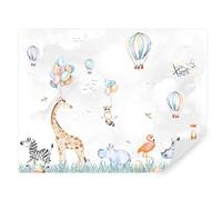 Tapeko Papier Peint Chambre Enfant 310x210 cm 3D Effet Animaux Cerf Ours Girafe Zèbre Forêt Nature pour Garçon Fille Papier Peint intissé plus u59757
