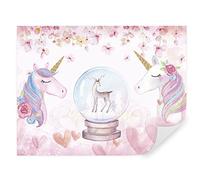 Tapeko Papier Peint Chambre Enfant 310x210 cm 3D Effet Licorne Licorne Rose Magie Boule Magique Conte de Fées pour Fille Papier Peint intissé u07371