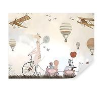 TAPEKO Papier Peint Chambre Enfant 310x210 cm 3D Effet Monde de L'enfance, Animaux, Ballons, Avions pour Garçon Fille Papier Peint intissé plus u08348