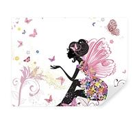 Tapeko Papier Peint Chambre Enfant 310x210 cm 3D Effet Princesse Papillons Fée Fleurs Magie pour Fille Papier Peint intissé Décoration Murale u54002
