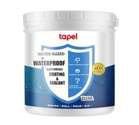 Tapel CrystalClear - Revêtement imperméable 500 % élastique - Transparent - 1 kg - Mastic en caoutchouc liquide auto-nivelant pour toits, piscines et salles de bains - Résistant aux UV - Réparation