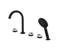 Taper de douche de baignoire à pont taper noir 3 mode en temps de bains en chariot de salle de bain robineur de salle de bain avec pomme de douche, noir LWX