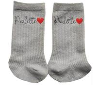 Taperso Chaussettes paillettes argent motif poulette et coeur