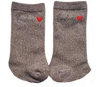 Taperso Chaussettes paillettes bronze motif boudeuse et coeur