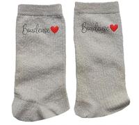 Taperso Chaussettes paillettes creme motif boudeuse et coeur