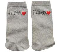 Taperso Chaussettes paillettes creme motif poulette et coeur