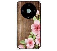 Coque compatible Honor X9A et Magic 5 Lite avec motif effet bois formes geometriques noires