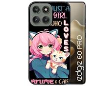Taperso Coque Noire pour Edge 60 Pro Motif Anime et Chat