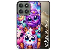 Taperso Coque Noire pour Edge 60 Pro Motif Anime Ice Cream Kawaii