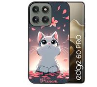 Taperso Coque Noire pour Edge 60 Pro Motif Chat Anime avec prenom
