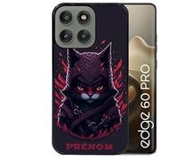 Taperso Coque Noire pour Edge 60 Pro Motif Chat samourai personnalisee