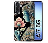 Taperso Coque Noire pour Galaxy A17 5G Motif Bouddha et Lotus