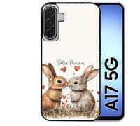 Taperso Coque Noire pour Galaxy A17 5G Motif Lapin Coeur avec prenom