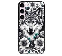 Taperso Coque Noire pour Galaxy A26 5G Loup et Fleur