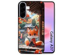 Taperso Coque Noire pour Galaxy A37 Motif Renard et Fox Anime
