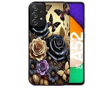 Taperso Coque Noire pour Galaxy A52 et A52S Motif Papillon Gothic