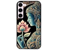 Taperso Coque Noire pour Galaxy S24 Plus Motif Bouddha et Lotus