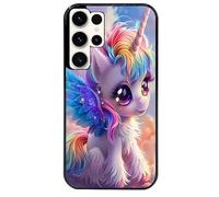 Taperso Coque Noire pour Galaxy S25 Ultra Licorne Anime
