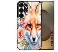 Taperso Coque Noire pour Galaxy S26 Ultra Motif Renard Fox et Fleurs