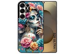 Taperso Coque Noire pour Galaxy S26 Ultra Tete de Mort Calavera Bleu