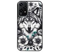 Taperso Coque Noire pour Honor 200 Lite Loup et Fleur