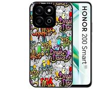 Taperso Coque Noire pour Honor 200 Smart tag Graffiti
