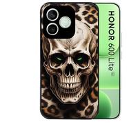 Taperso Coque Noire pour Honor 600 Lite Motif Tete de Mort Leopard