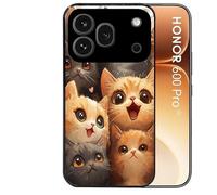 Taperso Coque Noire pour Honor 600 Pro 5G Motif Chat Smile