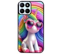 Taperso Coque Noire pour Honor 70 Lite et X6 Motif Licorne Pop Art