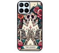 Coque noire pour Honor 70 LITE avec motif tete de mort lovers