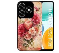 Taperso Coque Noire pour Honor X5C Plus et X5C Motif Coeur et Fleur personnalisee
