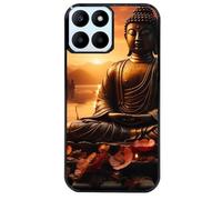 Taperso Coque Noire pour Honor X6B Motif Bouddha et Sunset
