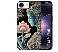 Taperso Coque Noire pour Iphone 17E et 16E Motif Bouddha et Lotus